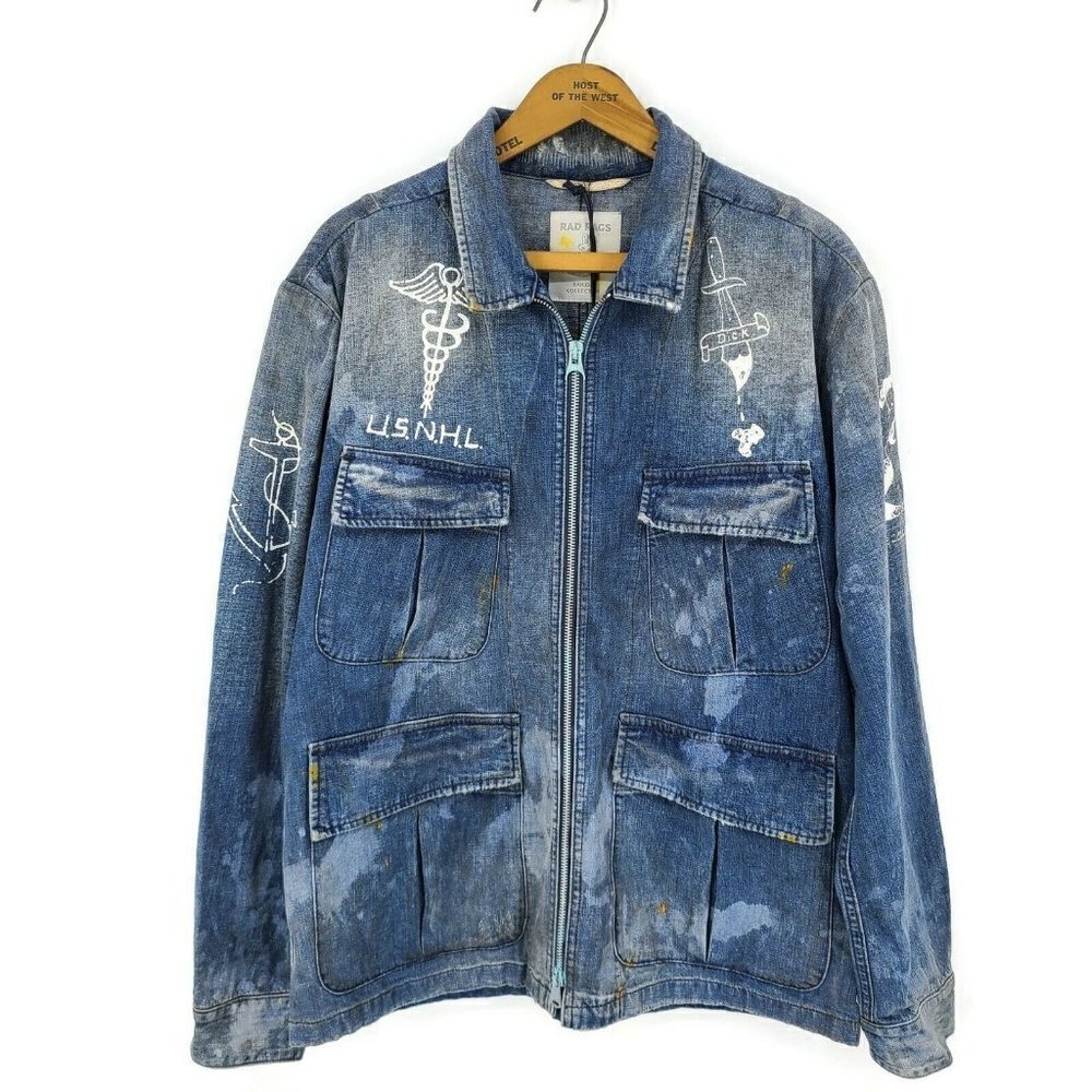 New ISKO Denim Jacket Mens L? Jeans Real Deal Rad Rags Sailor Collector